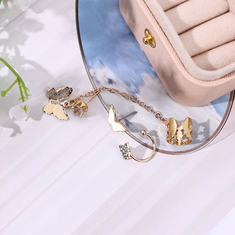 1set Kupu-Kupu Stud Earrings Fashion Berongga Wanita Drop Earrings Menjuntai Vintage Tanpa Tindik Klip Telinga Kreatif Klip Telinga Pengantin Pesta Pernikahan Telinga Perhiasan Aksesoris