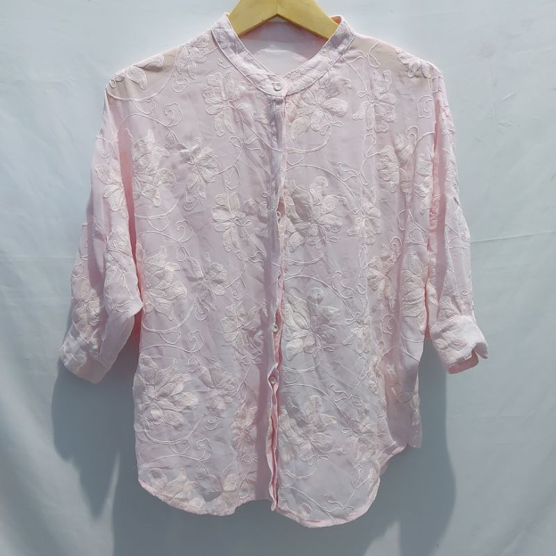 PL Outer Batwing Sifon Brukat Timbul Pink