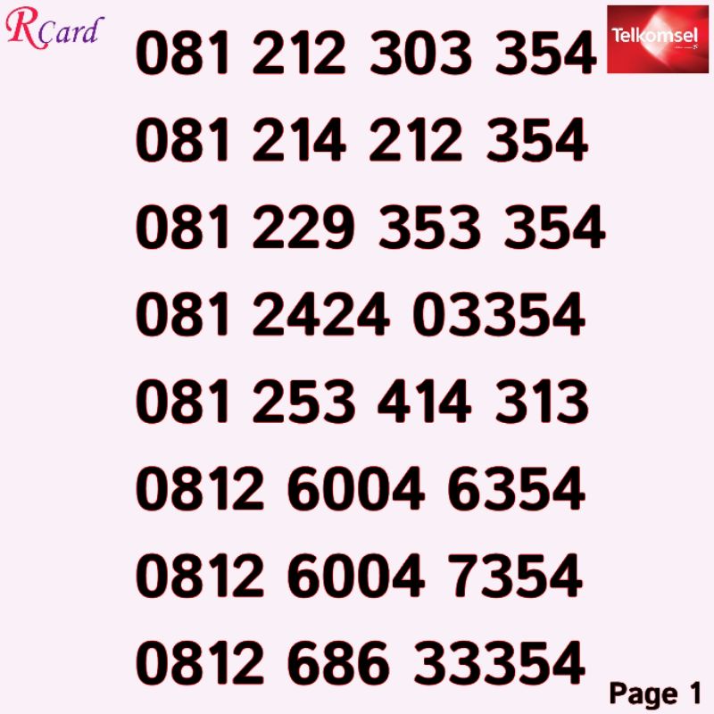 Perdana Nomor Cantik Simpati Telkomsel Rapi 313 354 III