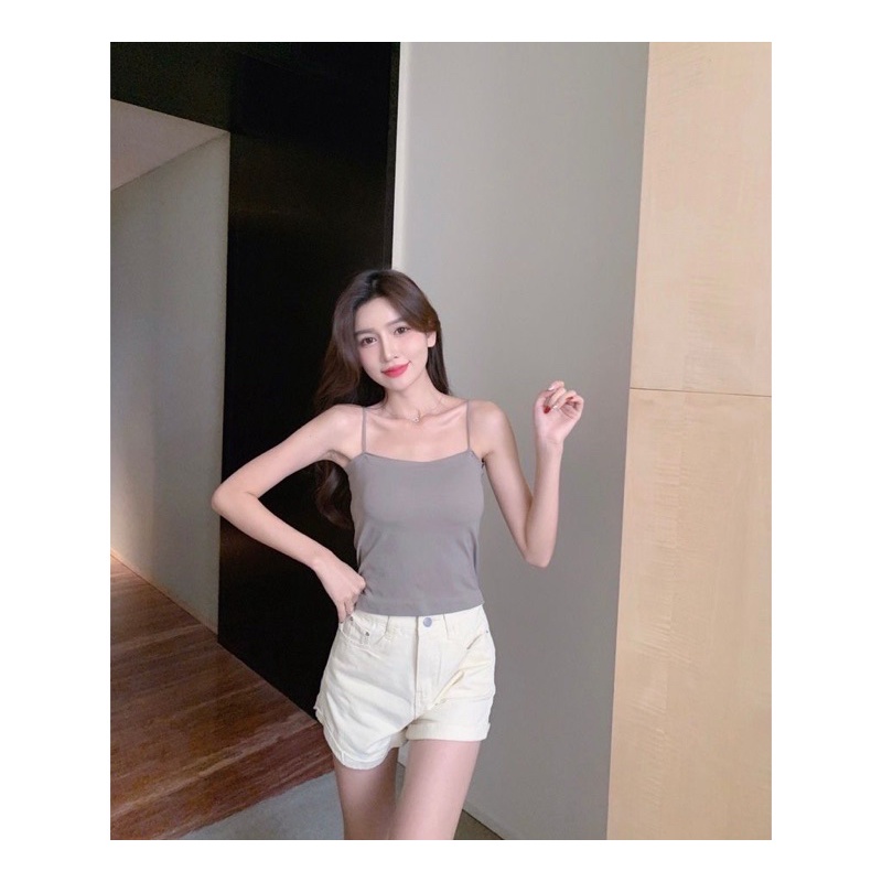 Tank Top Bra Polos Korean Style Good Quanlity T58 - Tanktop Square Basic Tali kecil Import 100%