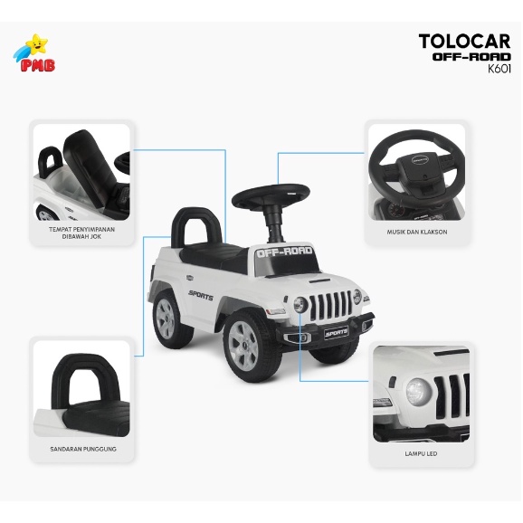 Mainan Mobil Dorongan Anak Tolo Car Tolocar PMB Offroad K601 / K601B/ K601C