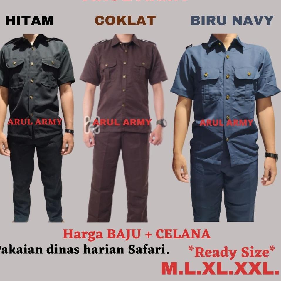 Best Product baju seragam setelan safari security satpam coklat supir driver pendek keamanan pdh pdl