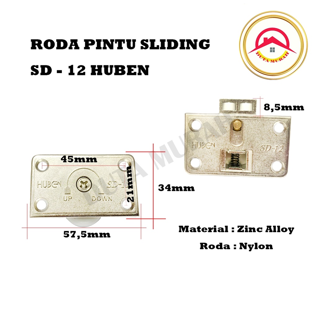 Roda Pintu Lemari Geser SD 12 Sliding Huben