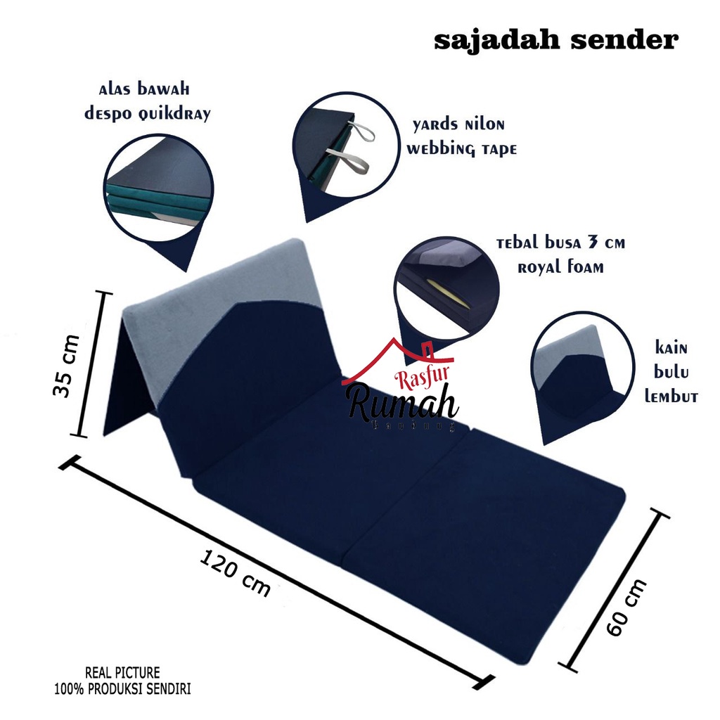 Sejadah Lipat | Sandar | Multifungsi Ukuran 120x60cm Tebal 4cm