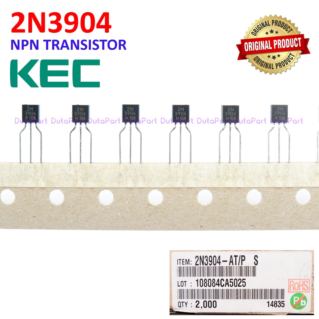 2N3904 ORIGINAL KEC KOREA NPN Transistor 40V 0.2A 200mA 2N 3904 TO-92