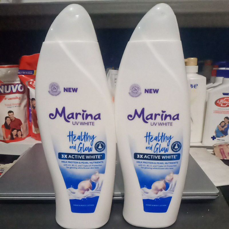 Marina Hand Body Lotion UV White - Healthy & Glow [460 Ml / 2 Pcs]
