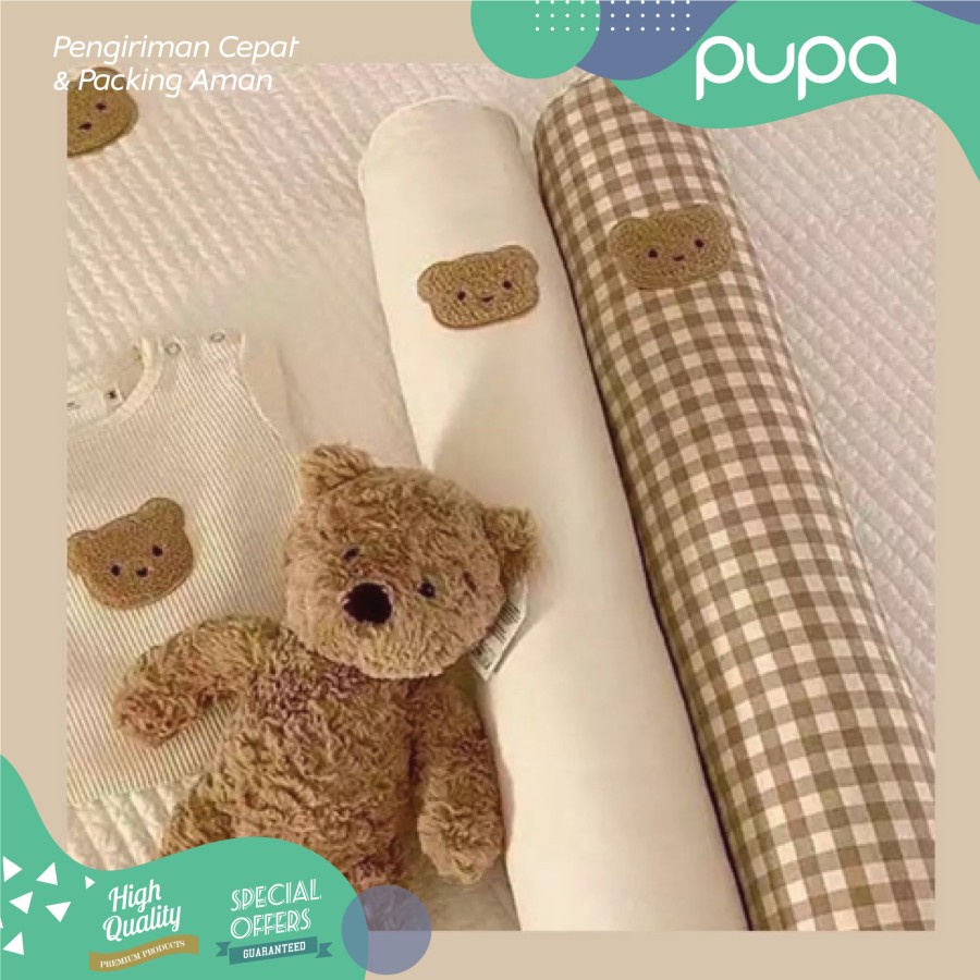 Guling Bayi Newborn Bordir Beruang Baby Bolster Pillow Bear Embroidery