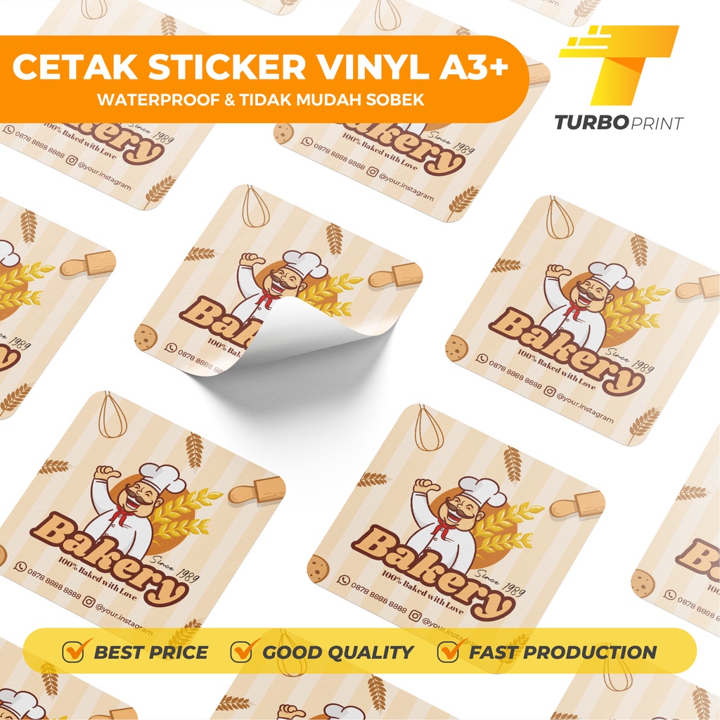 Cetak Stiker Label Makanan / Label Kemasan + Cutting / Cetak Sticker Label Vinyl A3+ 32 x 48 cm / Kemasan Produk Tahan Air / Custom Murah Bulat / Makanan Minuman