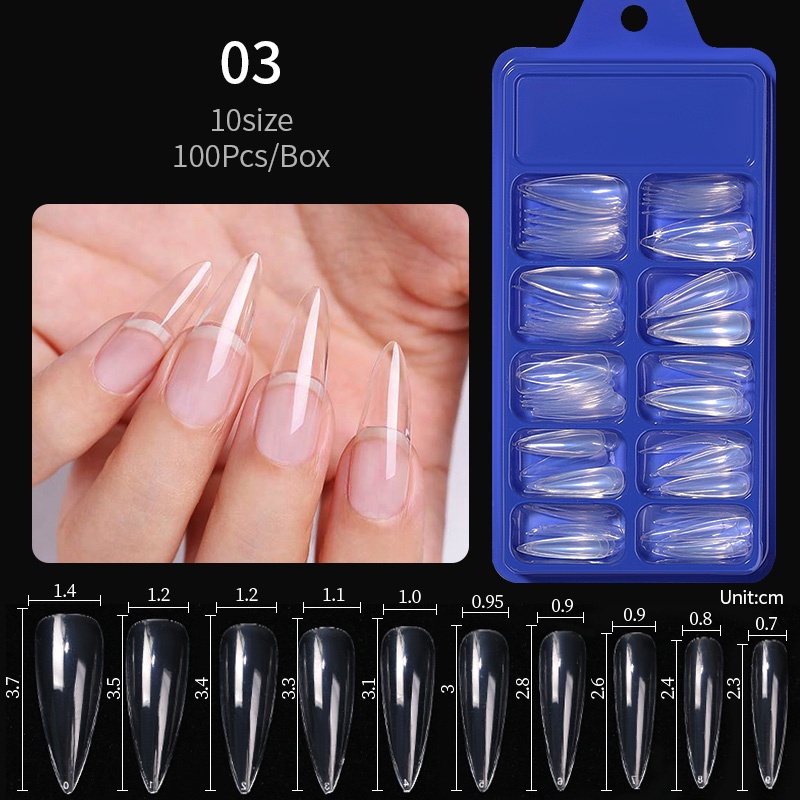 Set Kuku Palsu Akrilik Full Cover Ballerina Matte Fake Tips Manicure Extension DIY Art