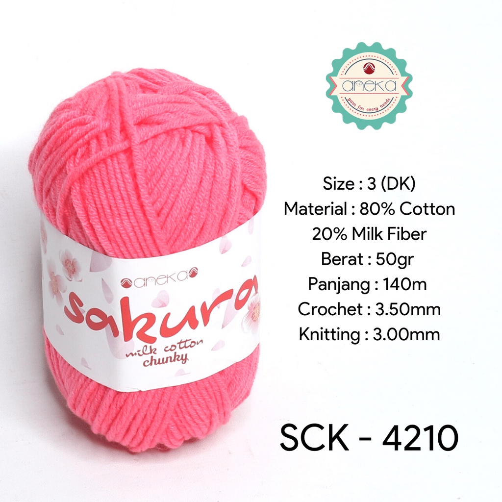 Benang Rajut Katun Susu Sakura Milk Cotton Chunky - 4210