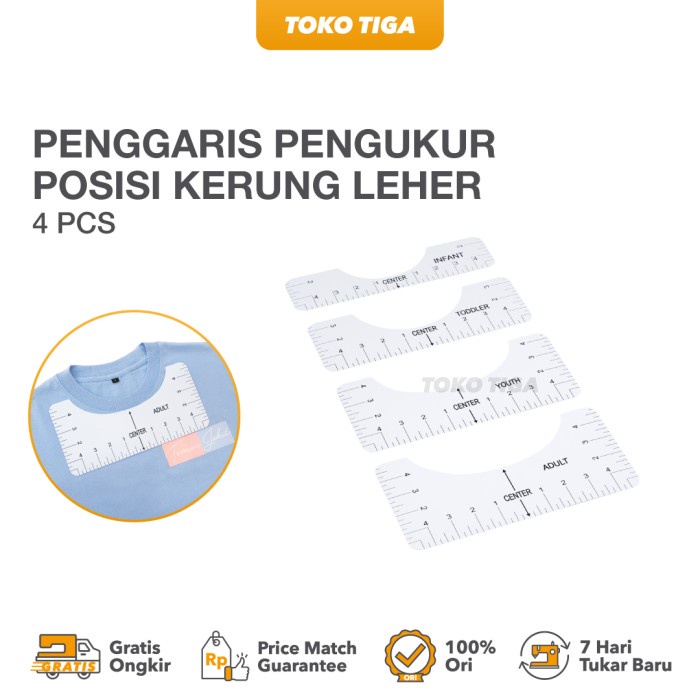 

Matr Penggaris Pengukur Posisi Kerung Leher / T-Shirt Ruler Guide (4 Pcs)