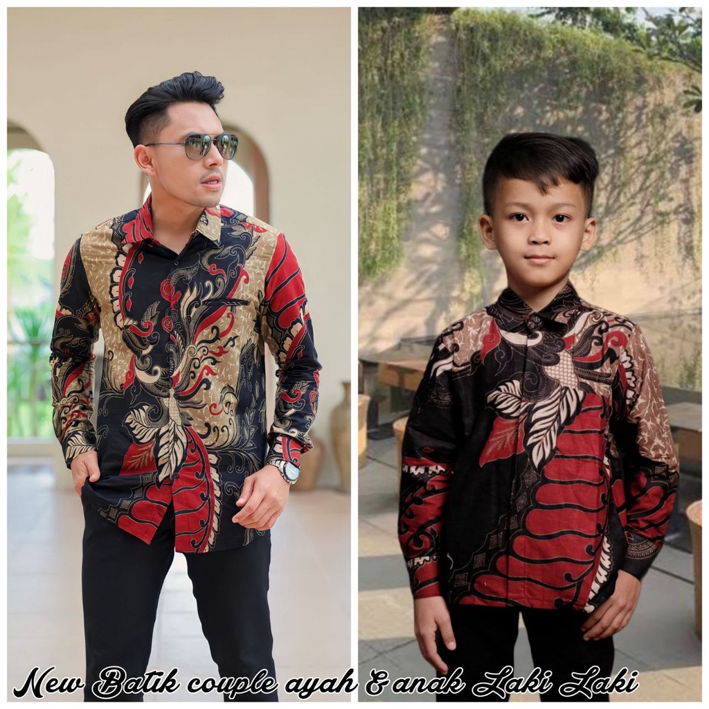 Batik Couple Ayah Dan Anak Laki Laki Modern/kemeja batik pria lengan panjang/Batik pria lengan panjang/Batik anak laki laki/Batik pria kekinian