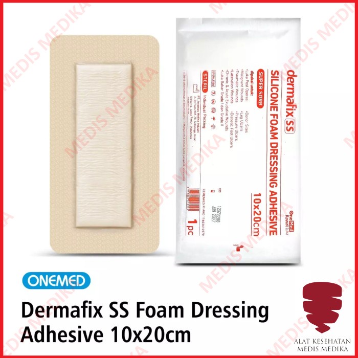 Dermafix SS 10 x 20 cm Onemed Adhesive Silicone Foam Super Sorb Dressing Plester Luka Plaster Sesar 10x20 10x20cm