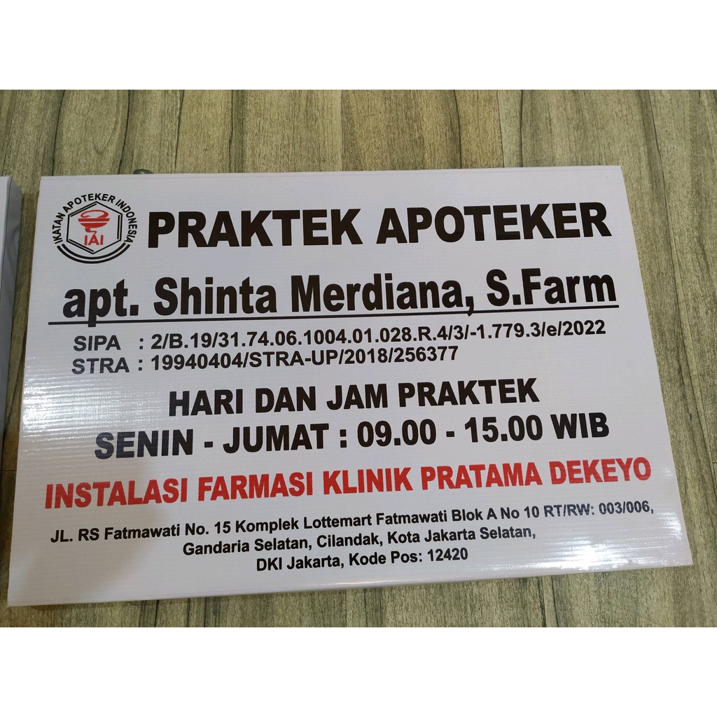 Jual Akrilik Papan Praktek Apoteker Dokter Bidan Akrilik Papan Praktek Dokter Free Packing