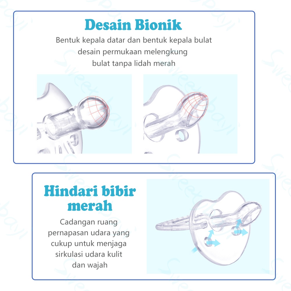 Sweetybayi Empeng dot bayi silikon bulat datar lembut Baby pacifier Soother BPA Free