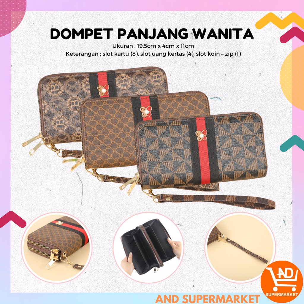Dompet Panjang Wanita Import Dompet Zipper Perempuan Motif Cantik Dompet Wanita Murah Dompet Jalan Cewek Fashion Casual D101