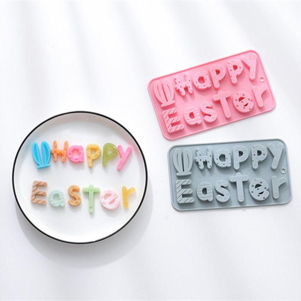 Solighter Easter Happy Jelly Cetakan Sabun Dekorasi Liburan Alfabet Inggris