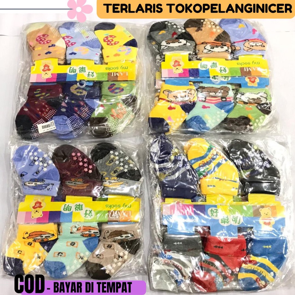 kaos kaki 0-12bulan ANTISLIP - SEPASANG KAos kaki bayi MOTIF - Kaos kaki baby newborn murah- Kaos kaki anak lembut - Kaus kaki