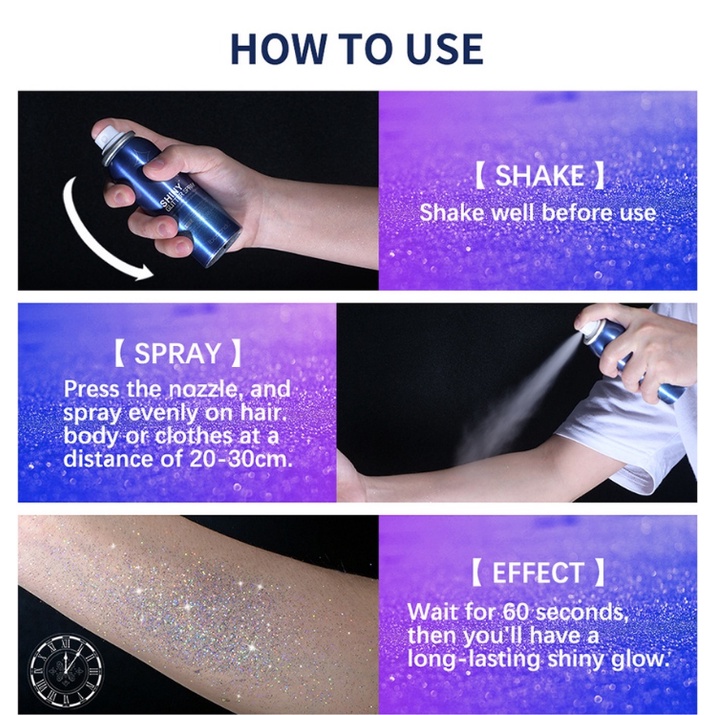 【Ready】 100% ibccccndc Mudah Dibersihkan Semprotan Glitter Cepat Kering Semprotan Glitter Tahan Air Semprotan Rambut Tubuh Wajah Dan Lukisan Kostum Glitter Stabilo Semprotan Untuk Pesta Dan Tanggal 60ml