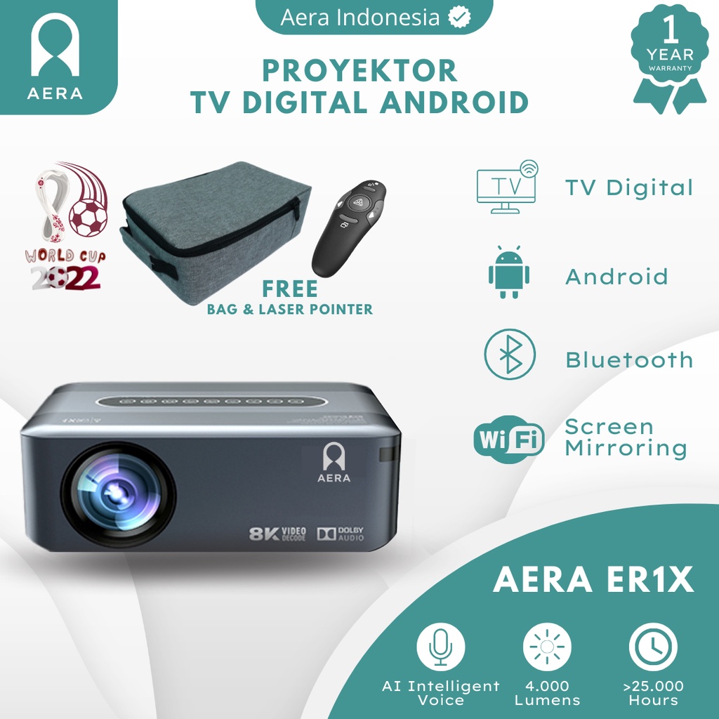 Jual AERA LED Projector ER1X Android 9.0 4000 Lumens 8K | Proyektor ...