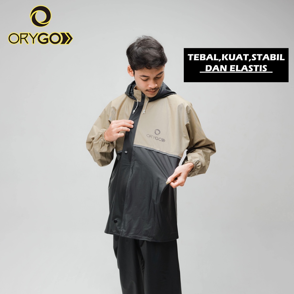 JAS HUJAN SET HOODIE (PREMIUM QUALITY) by ORYGO RAINCOAT (Pria &amp; Wanita) Desain Trendy Anti Rembes.