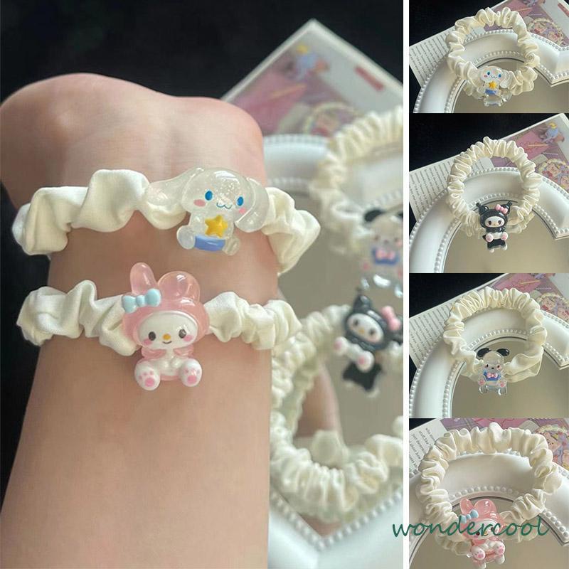 Kartun Cinnamoroll Dog Lipit Cincin Rambut Gadis Manis Lucu Tali Rambut Karet Gelang Karet-Won