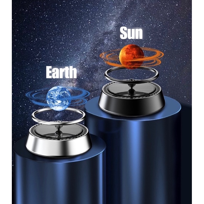 Ring planet bumi putar pewangi mobil car perfume solar panel