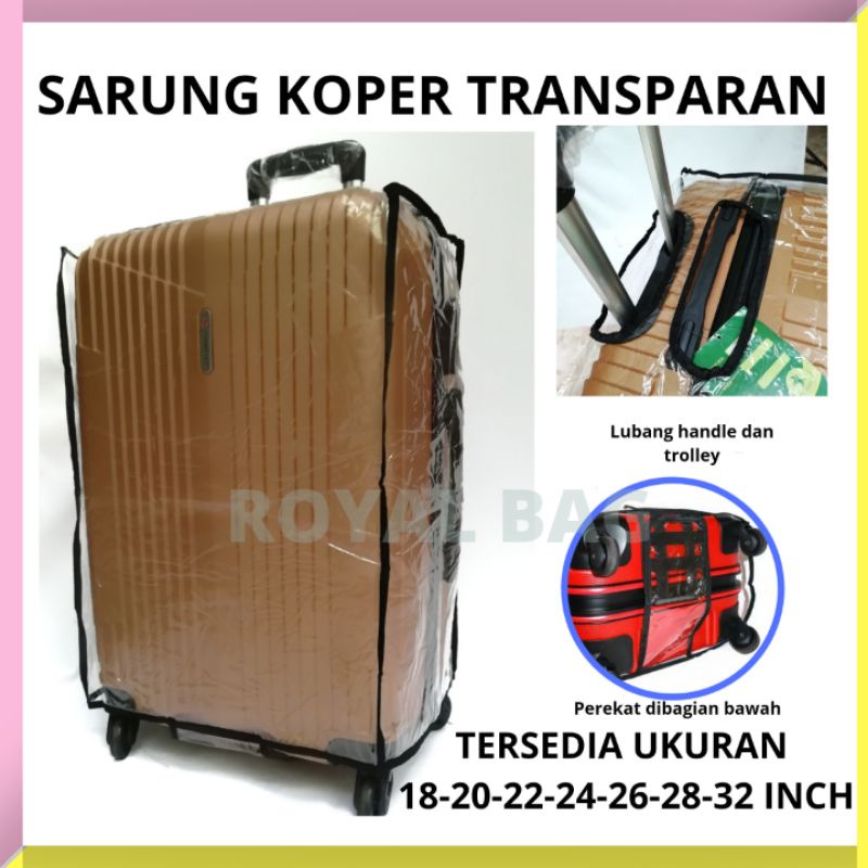 Sarung Pelindung Koper bahan MIKA TRANSPARAN LIS WARNA ALL SIZE KOPER ALL TIPE KOPER MURAH ORIGINAL BARU / COVER LUGGAGES MURAH BARU / COVER SUITCASE BENING / PELINDUNG KOPER BENING MIKA TAHAN AIR MURAH / SELIMUT COVER KOPER TRANSPARAN 16 18 20 24 28 INCH