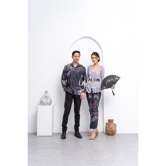 Setelan Kebaya Sarimbit Couple Silver Glossy