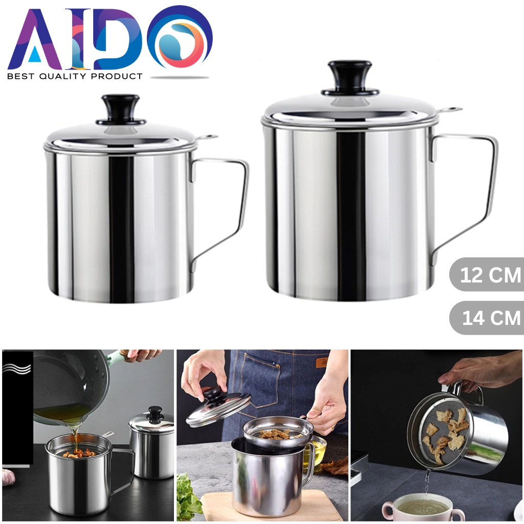 Mug Penyaring Sisa Minyak Goreng / Tempat Saringan Minyak 14 CM 30014
