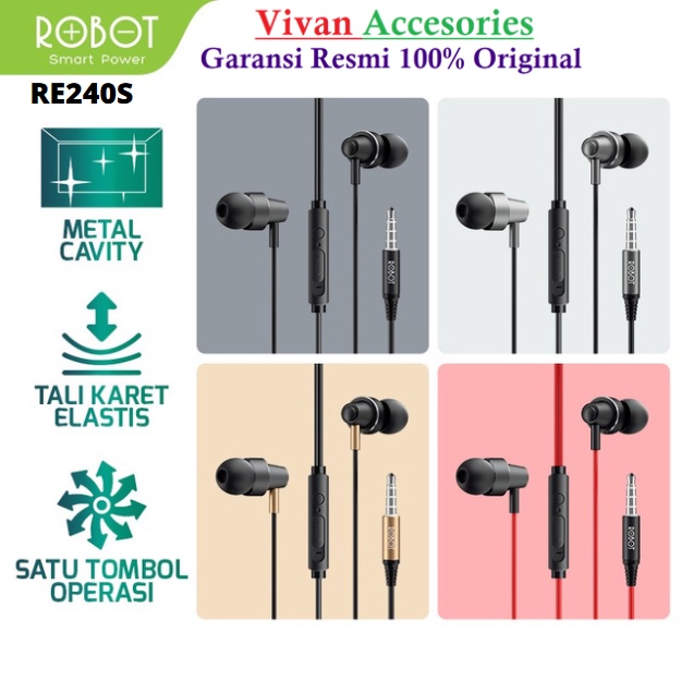 ROBOT RE240 / RE240S Wired Headset High-definition Sound Quality With Smart Control Button_Dark