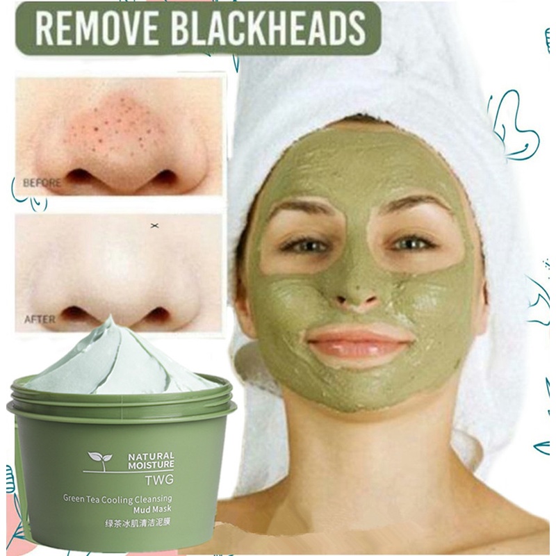 120gr Masker Wajah Green Tea Mask Ice Muscle Mud Mask Deep Cleansing Remove Blackheads and Shrink Pores Mask