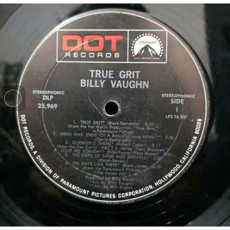 Vinyl Piringan Hitam 12&quot; True Grit Billy Vaughn
