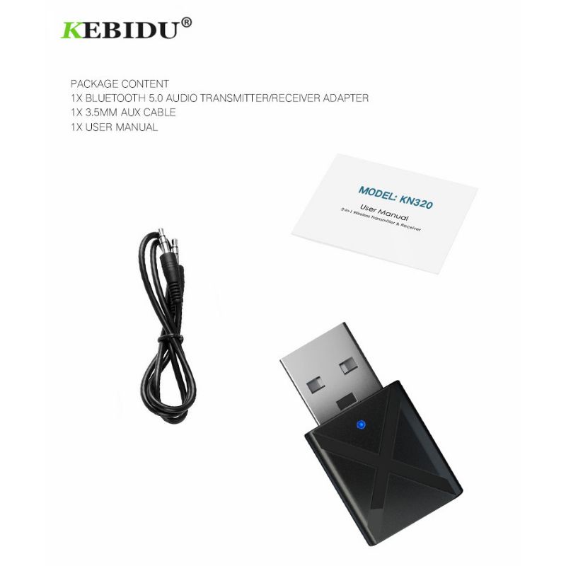 KEBIDU Bluetooth Receiver 2 in 1 USB Dongle HiFi Audio Bluetooth Transmitter &amp; Receiver