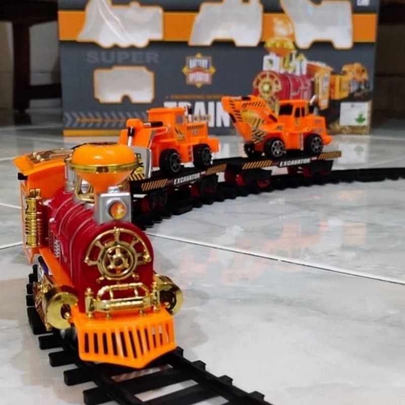 Mainan Kereta Api Asap Rel Baterai - Track Rail Train Batre Anak Laki Perempuan