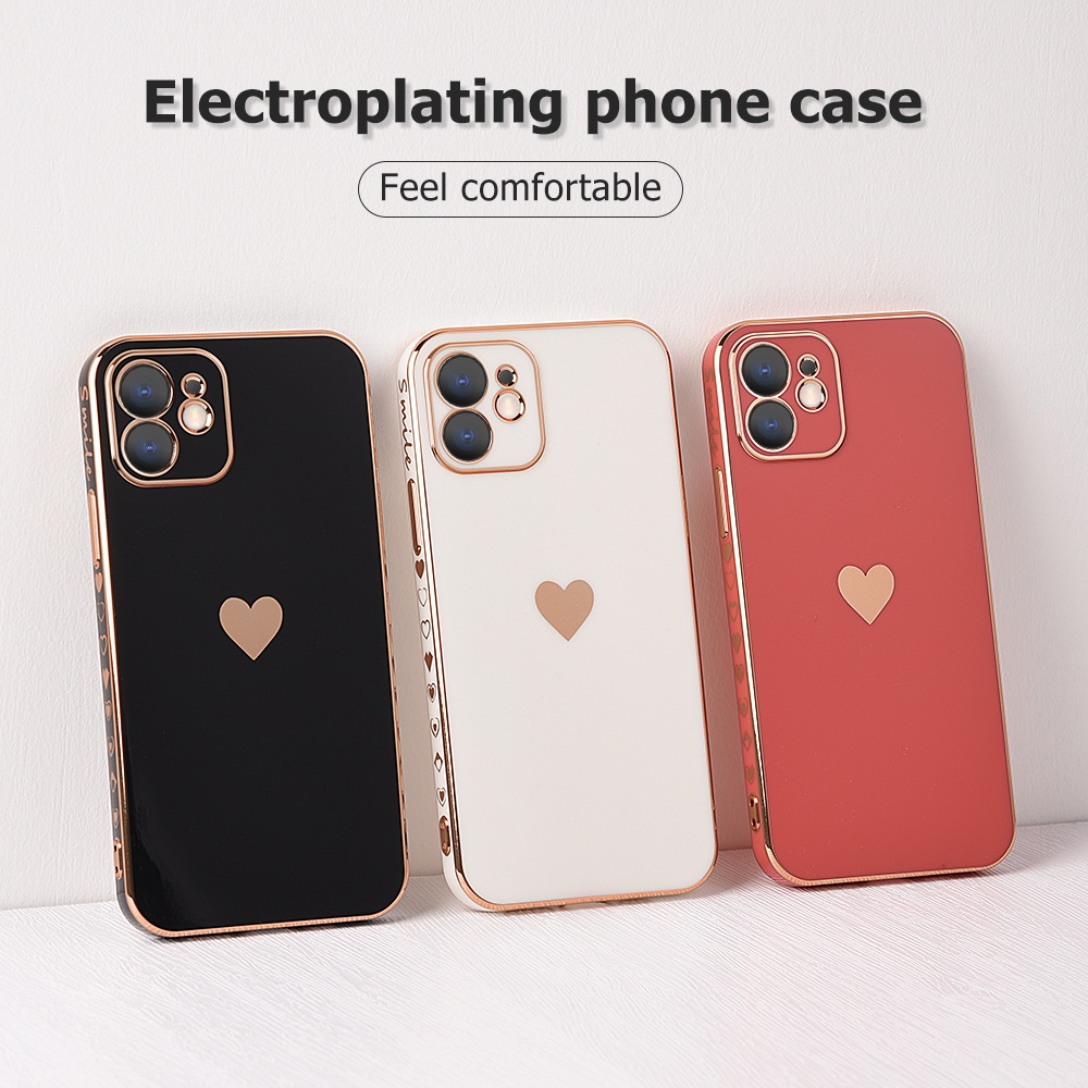 IPHONE Casing Ponsel Plating Solid Untuk Iphone13 14 Pro Max Pelindung Lensa Tritone Untuk Iphone12 11 Pro XS Max X XR 7 8 14 Plus Cover Case