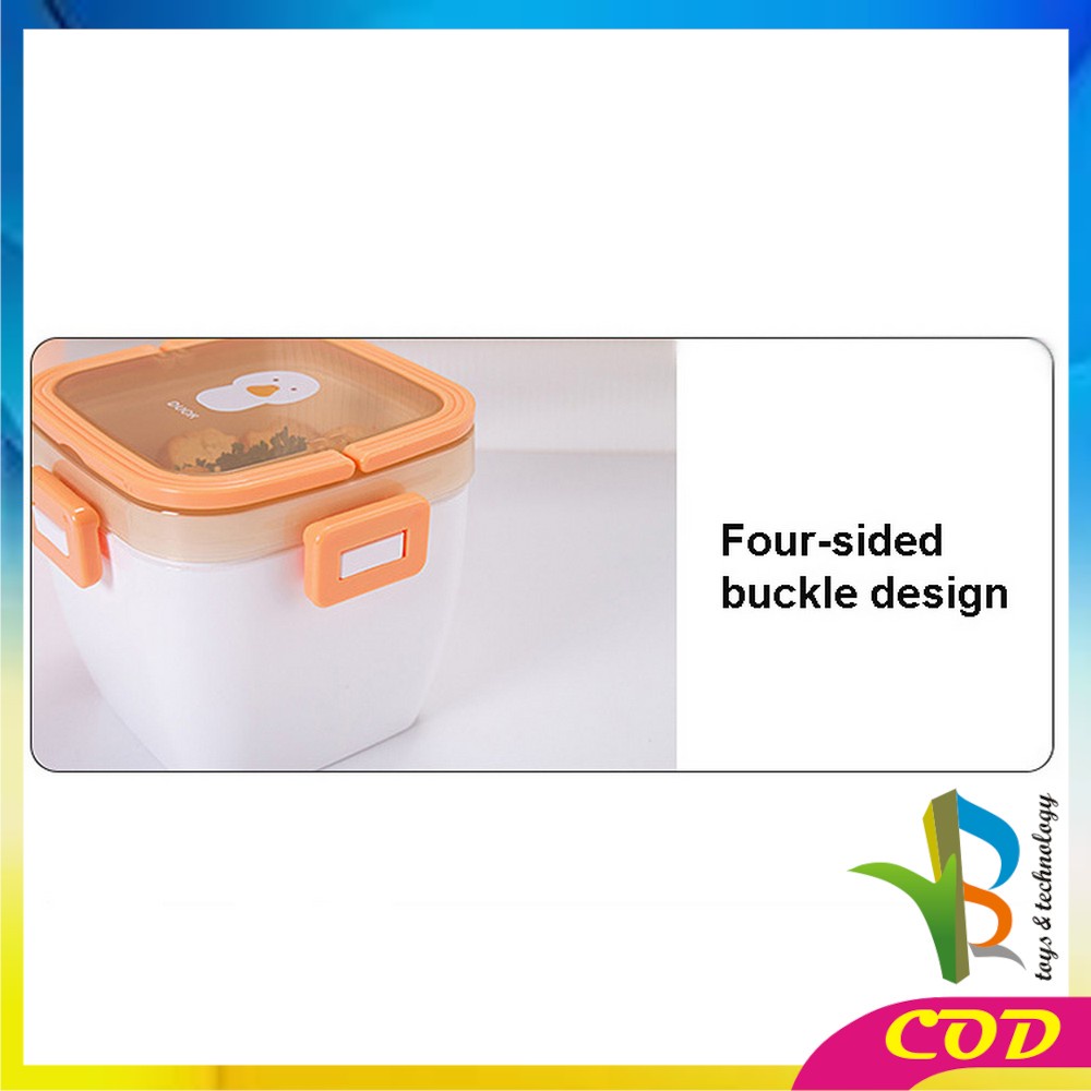 RB-C691 Tempat Makan Dengan Pegangan BPA FREE Motif Karakter Anti Tumpah Dengan Sendok / Plastic Lunch Box Set Kotak Bekal Portable Set Kotak Bekal