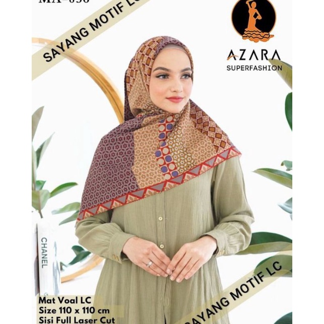 kerudung/jilbab segiempat voal Azara Sayang Motif LC