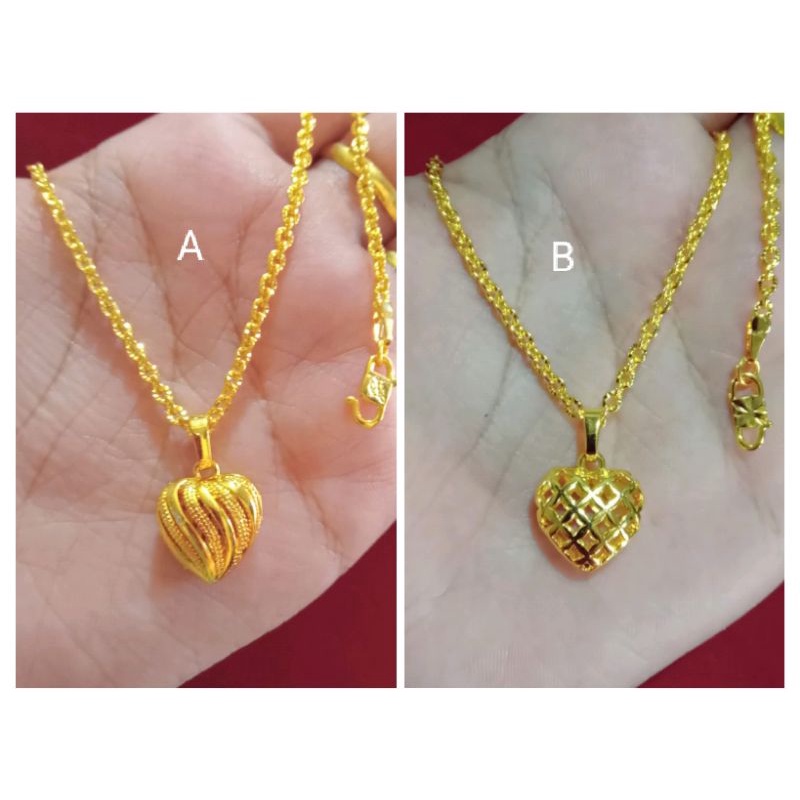 kalung Nuri kecil love garis 45cm dan 50cm lapis emas 24k