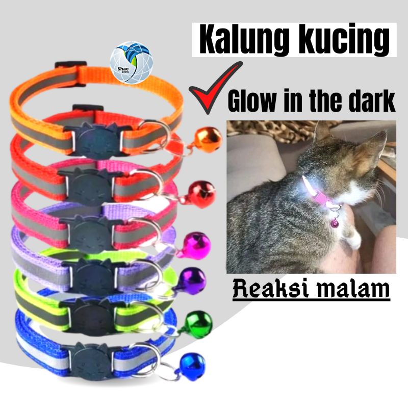 Kalung Kucing Refleksi Spotlite Glow In The Dark Menyala Dalam Gelap Baju Asesoris Kucing Shaestore15