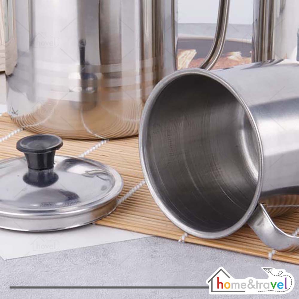 HOVELSHOP Gelas Mug Kopi Stainless Steel Dengan Tutup Cangkir Camping Outdoor Teh Anti Karat