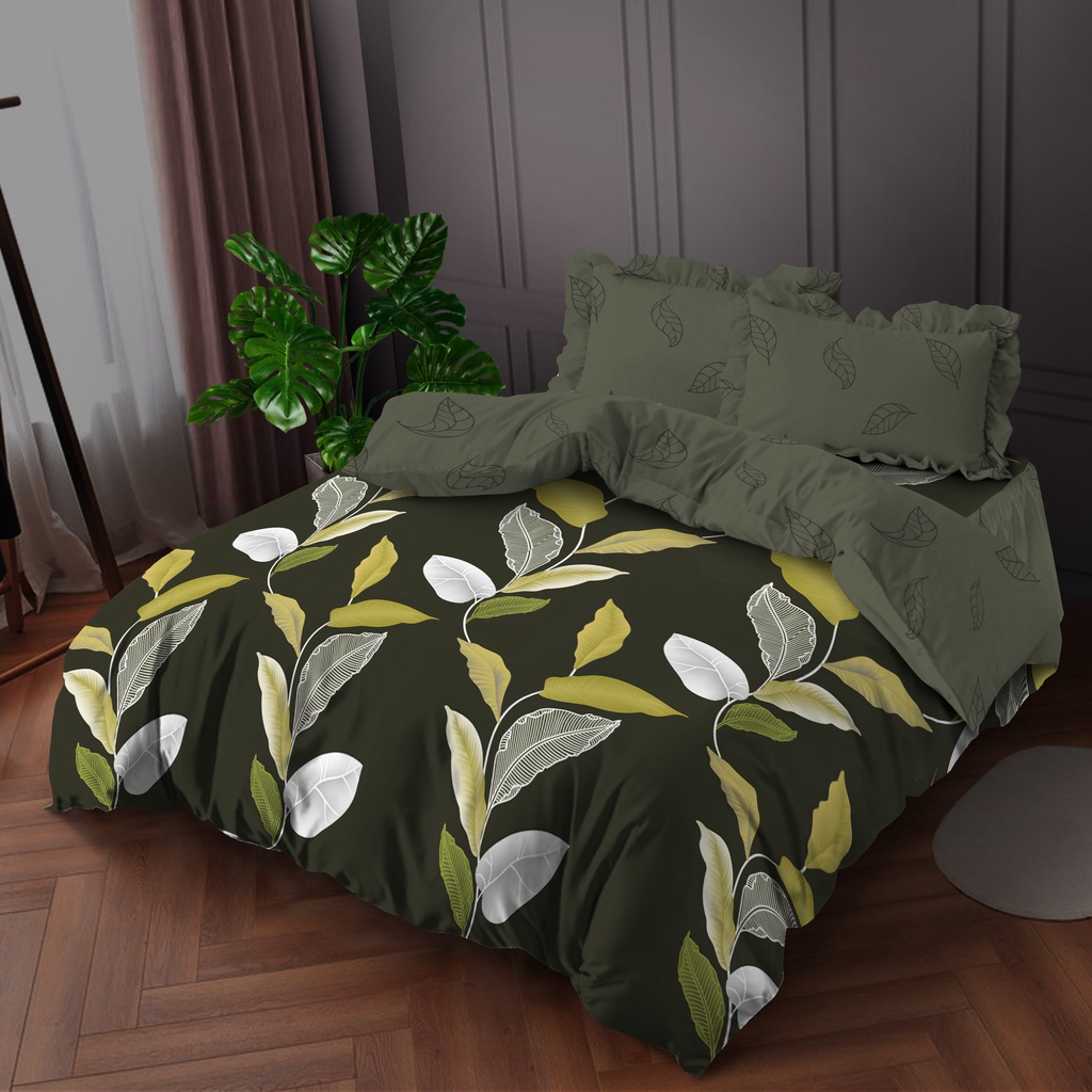 Kintakun Bedcover Set Rumbai 160 / 180 Hanum Bunga Dluxe Microtex Hijau