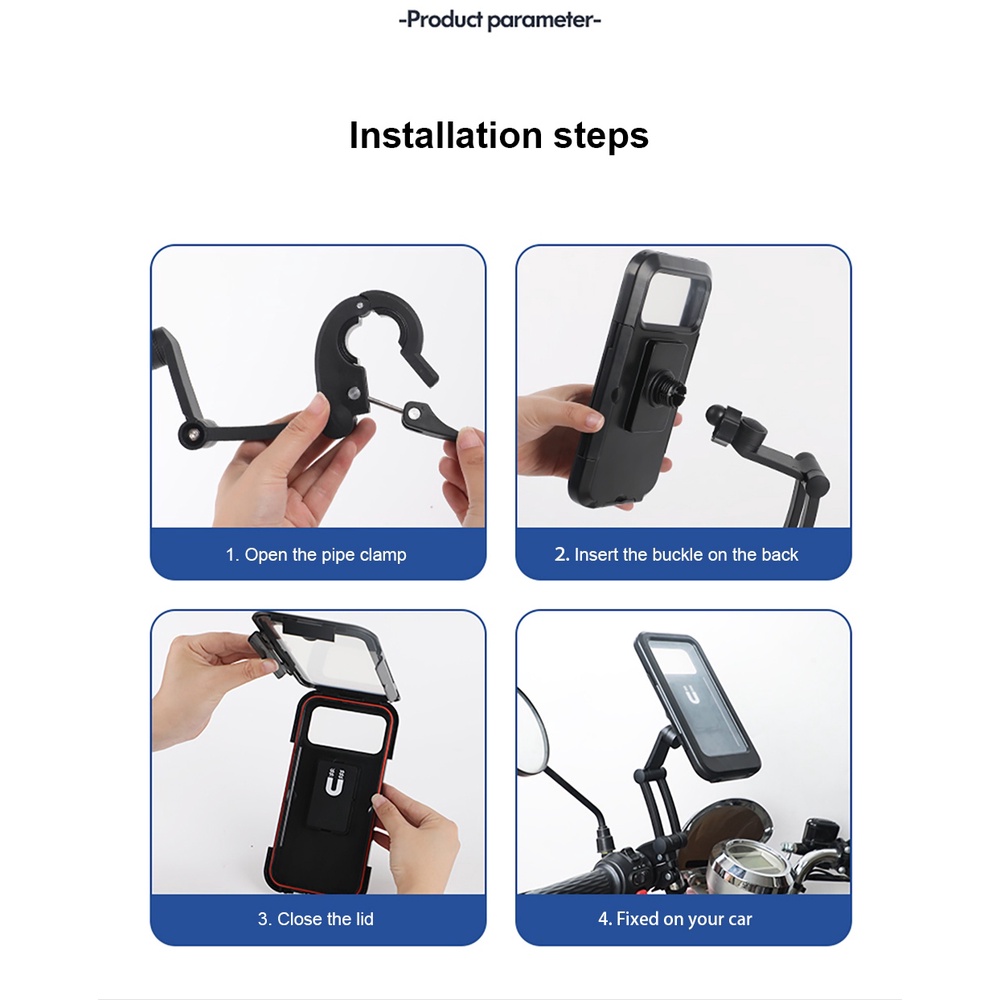 Holder Hp Motor Sepeda Di Stang / Waterproof Case Phone Holder 360°