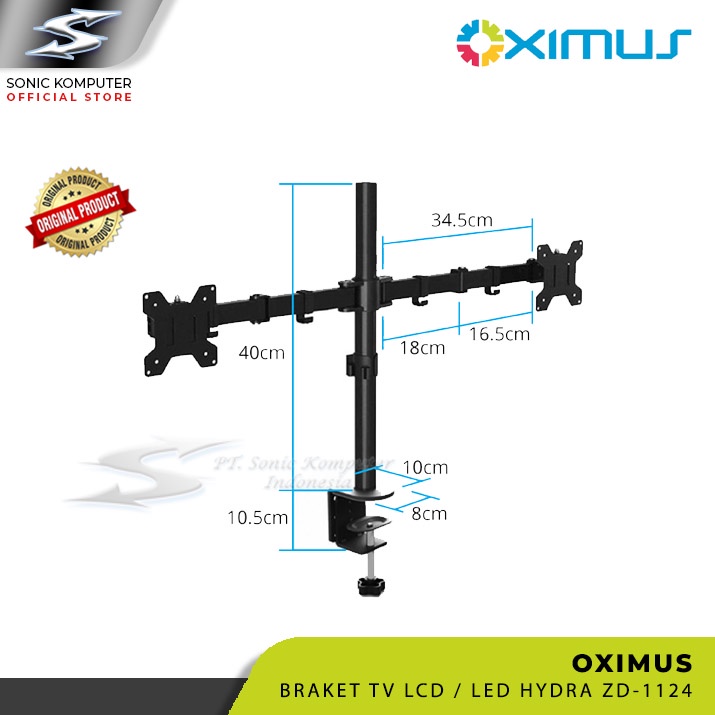 Bracket Meja LCD LED TV 2 Monitor 13&quot; - 27&quot; OXIMUS HYDRA ZD1124
