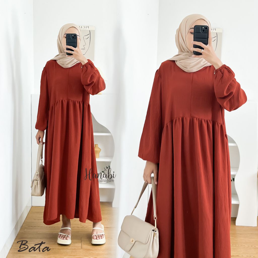 Midi Dress Crinkle / Midi Dress Wanita / Midi Crinkle