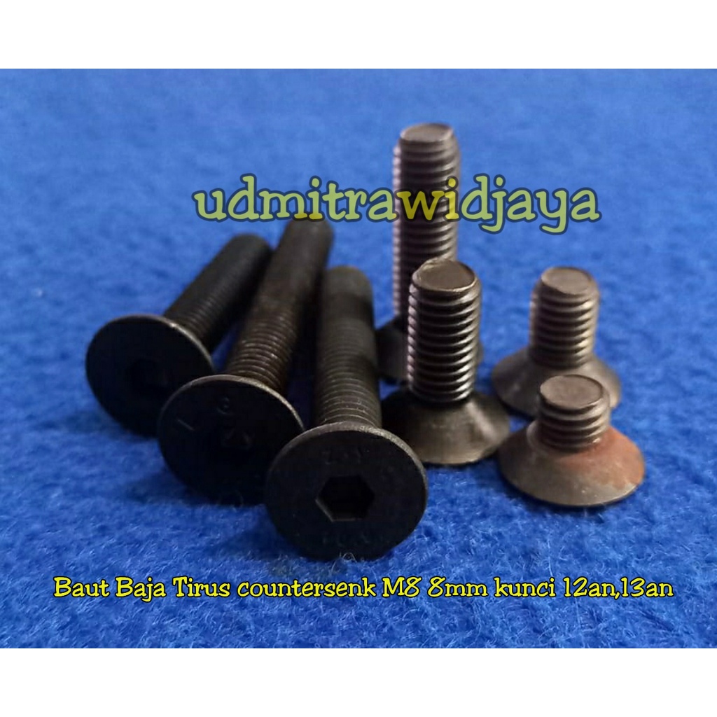 Baut Tirus Flat L versenk baja kunci 12 TIRUS panjang 1,5cm 2cm 2,5cm 3cm 4cm 5cm 6cm baut versunk L baja M8 8mm baut oversenk baut countersink baut flat L baut tirus