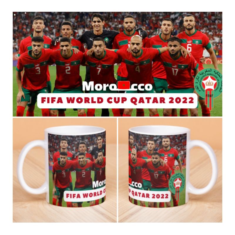 Gelas Mug Timnas Maroko Piala Dunia 2022 | Mug Gelas Cangkir Fifa World Cup Qatar Morocco National T
