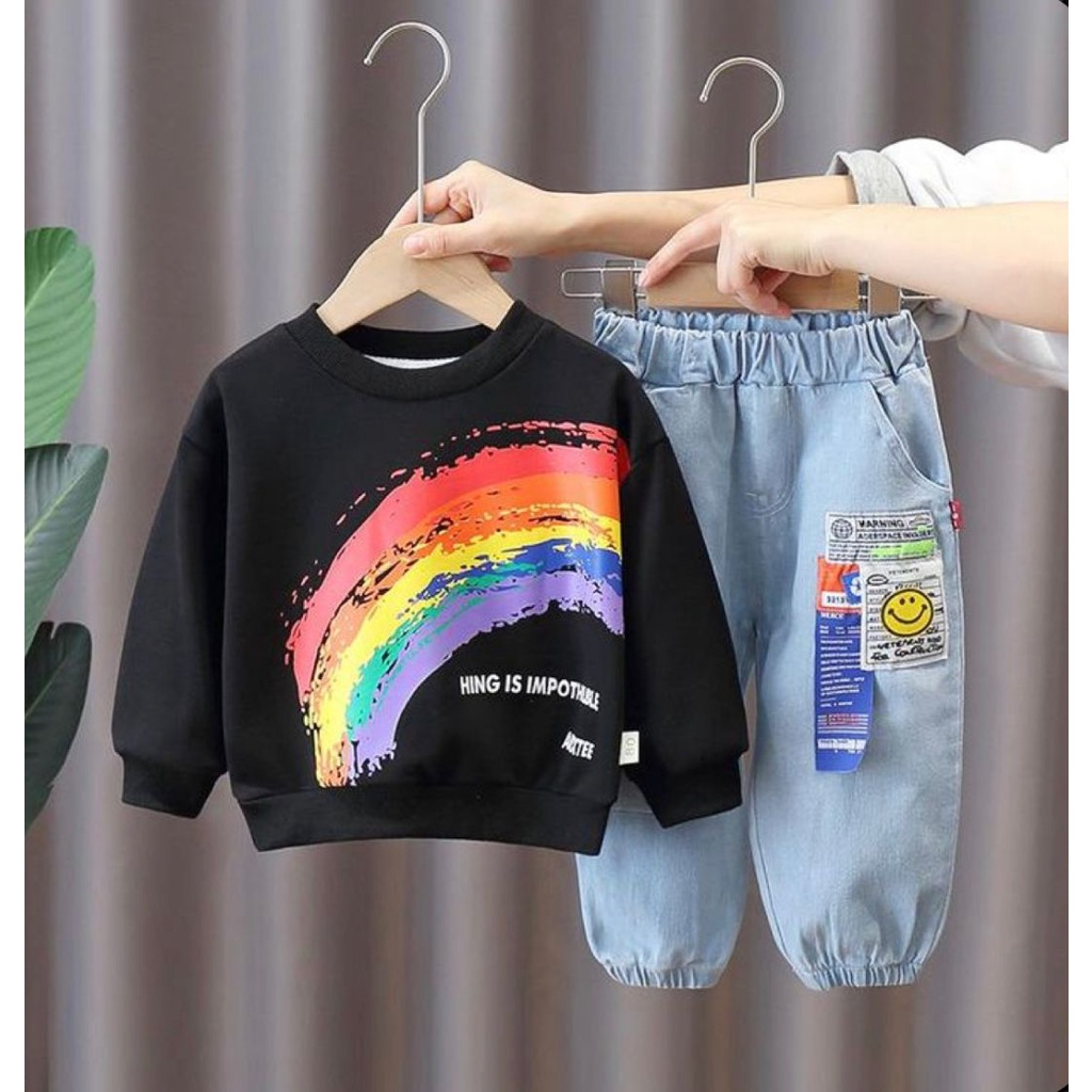 PROMO!! BISA BAYAR DITEMPAT/SETELAN SWEATER CELANA JEANS PANJANG/SETELAN ANAK LAKI-LAKI DAN PEREMPUAN MODEL TERBARU 1-5 TAHUN