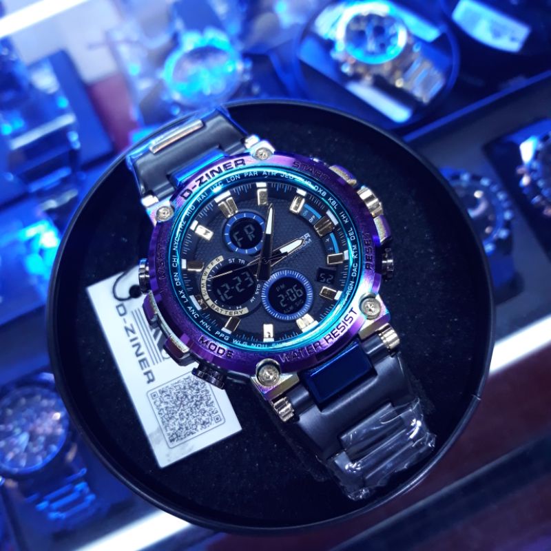 Jam Tangan Pria D-ziner Dualtime Original Rantai Waterproof Terbaru