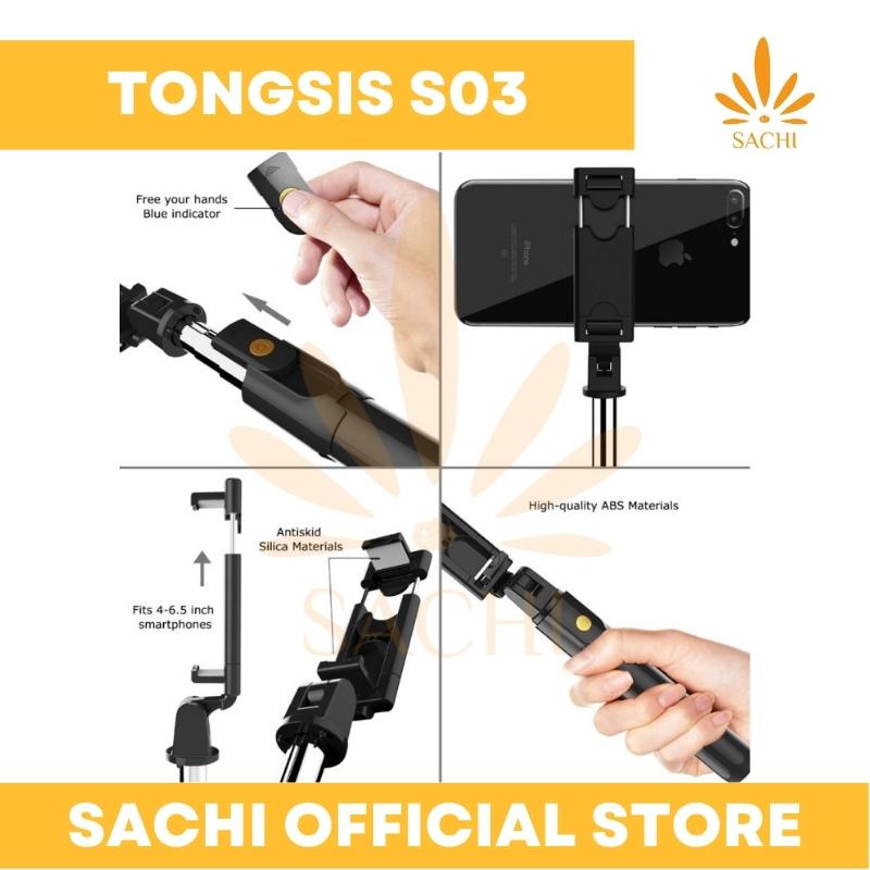 Tongkat Selfie Tongsis Tripod Tripot Hp Handphone Berdiri Wireless Selfie Stick Portable S03 Stand Holder Hp 3 in 1 Remot Remote Control Bluetooth